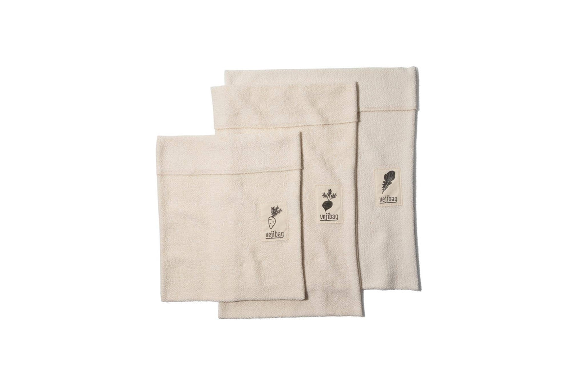 Vejibag Variety Pack - Reusable Organic Cotton Produce Bags (3 Sizes)