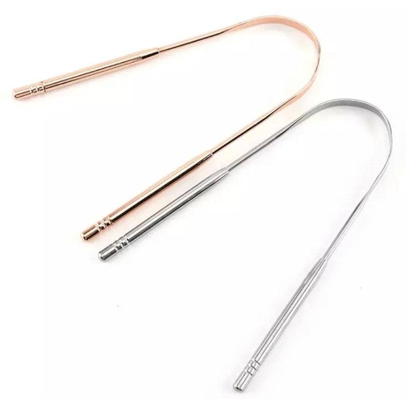Stainless Steel Tongue Scraper – Silver or Rose Gold