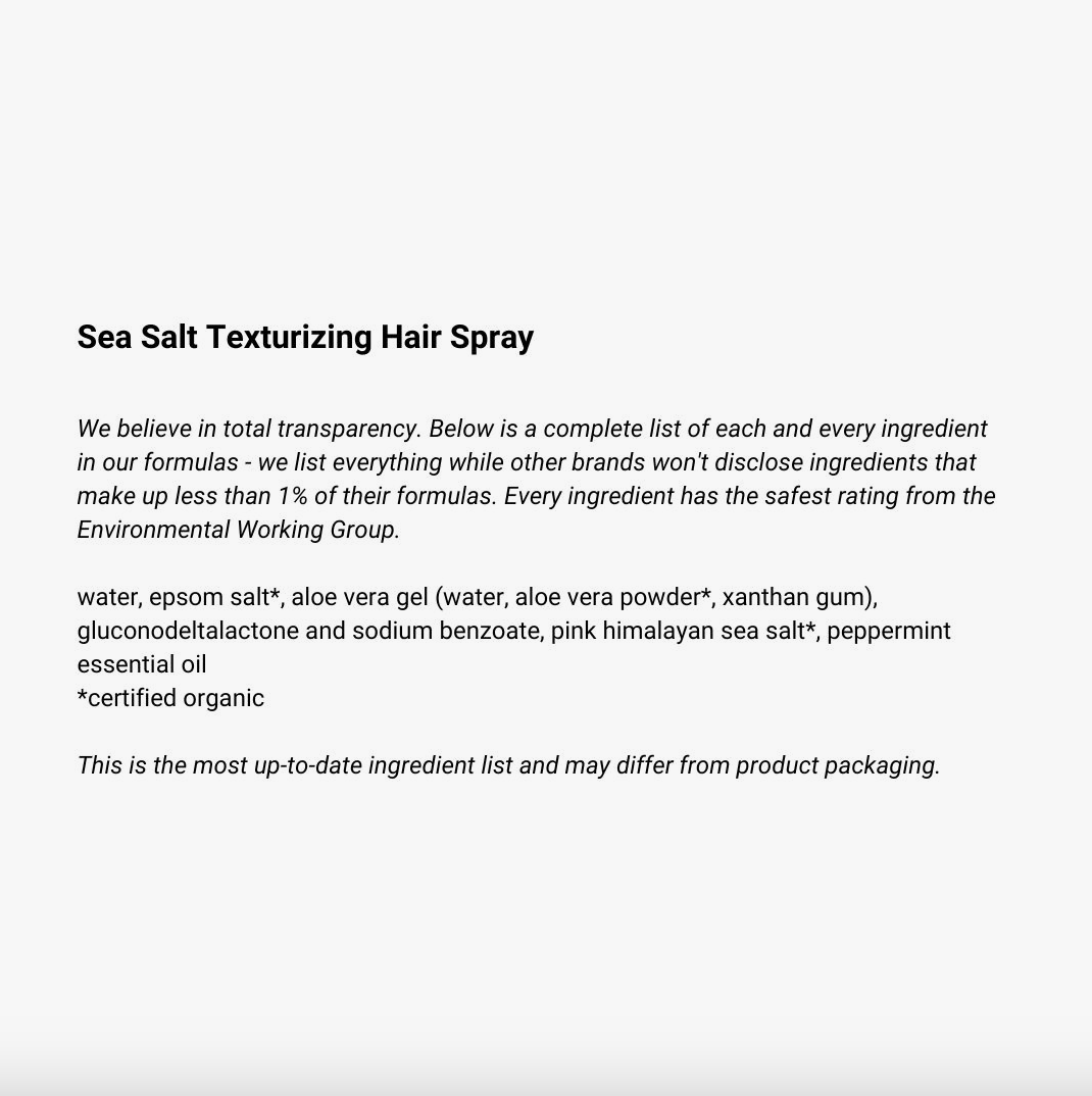 Sea Salt Texturizing Hair Spray - BULK REFILL