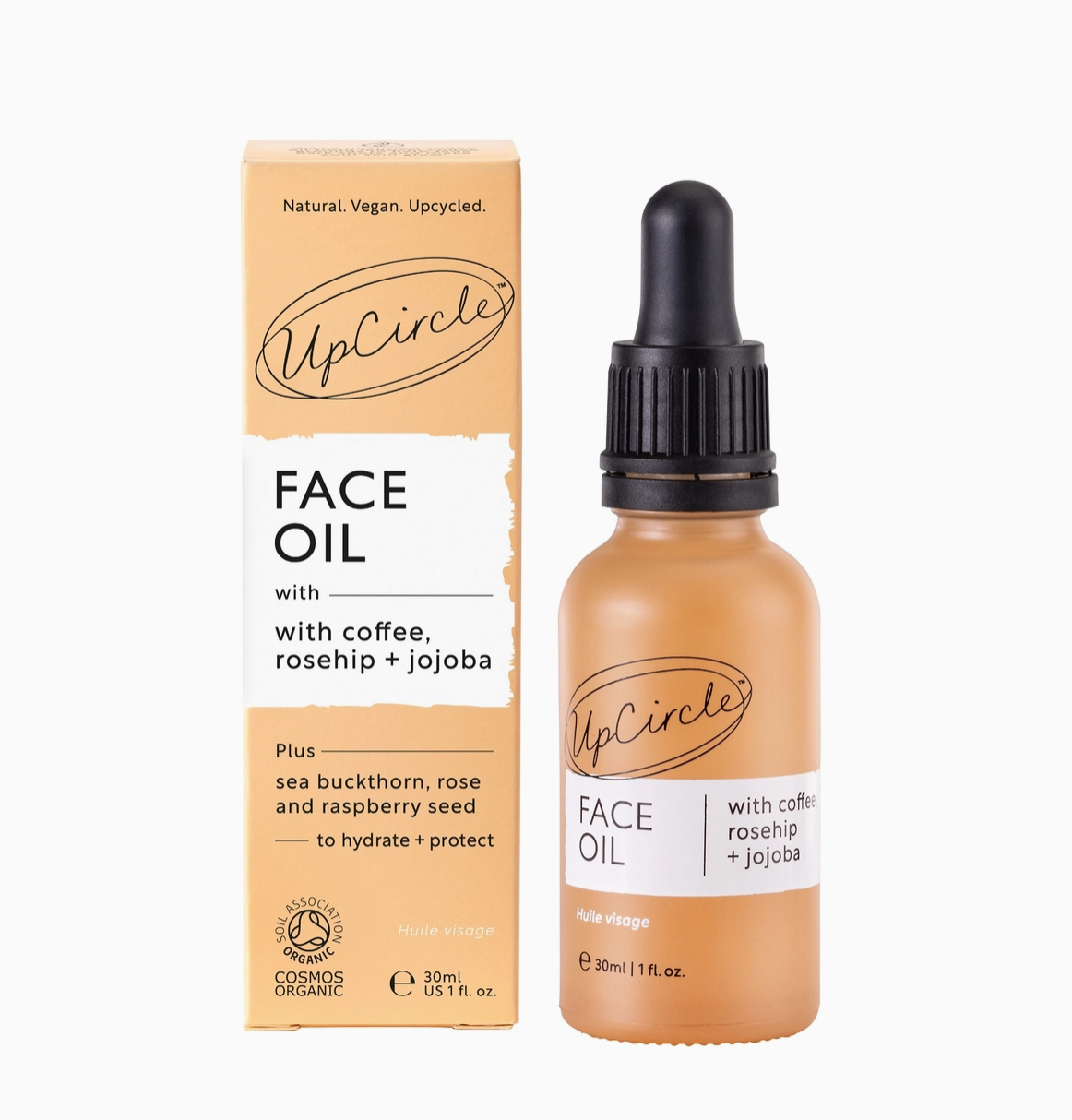 Collagen Boosting Vegan Organic Coffee + Rosehip Face Oil