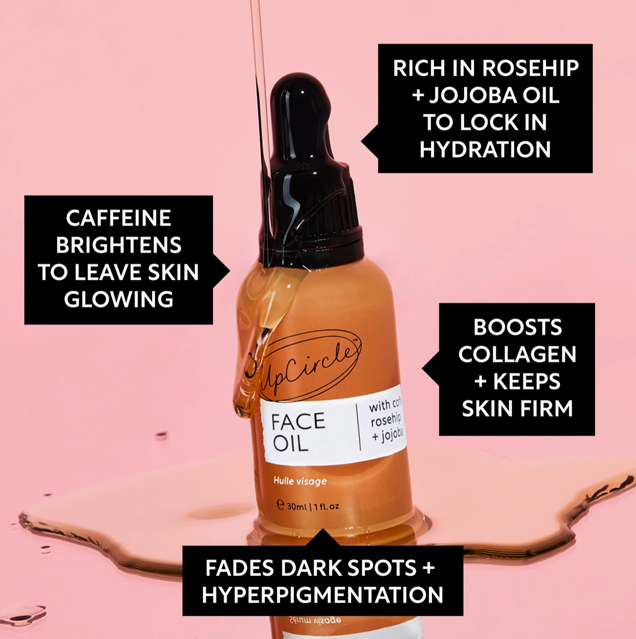 Collagen Boosting Vegan Organic Coffee + Rosehip Face Oil