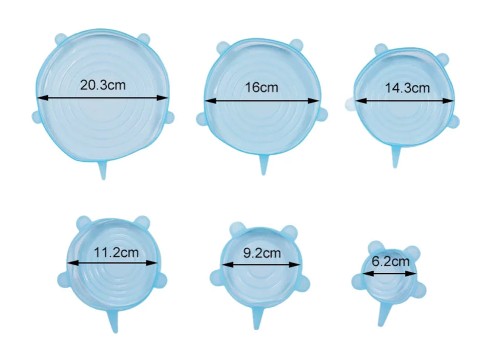Reusable Silicone Food Covers – 6 Pack